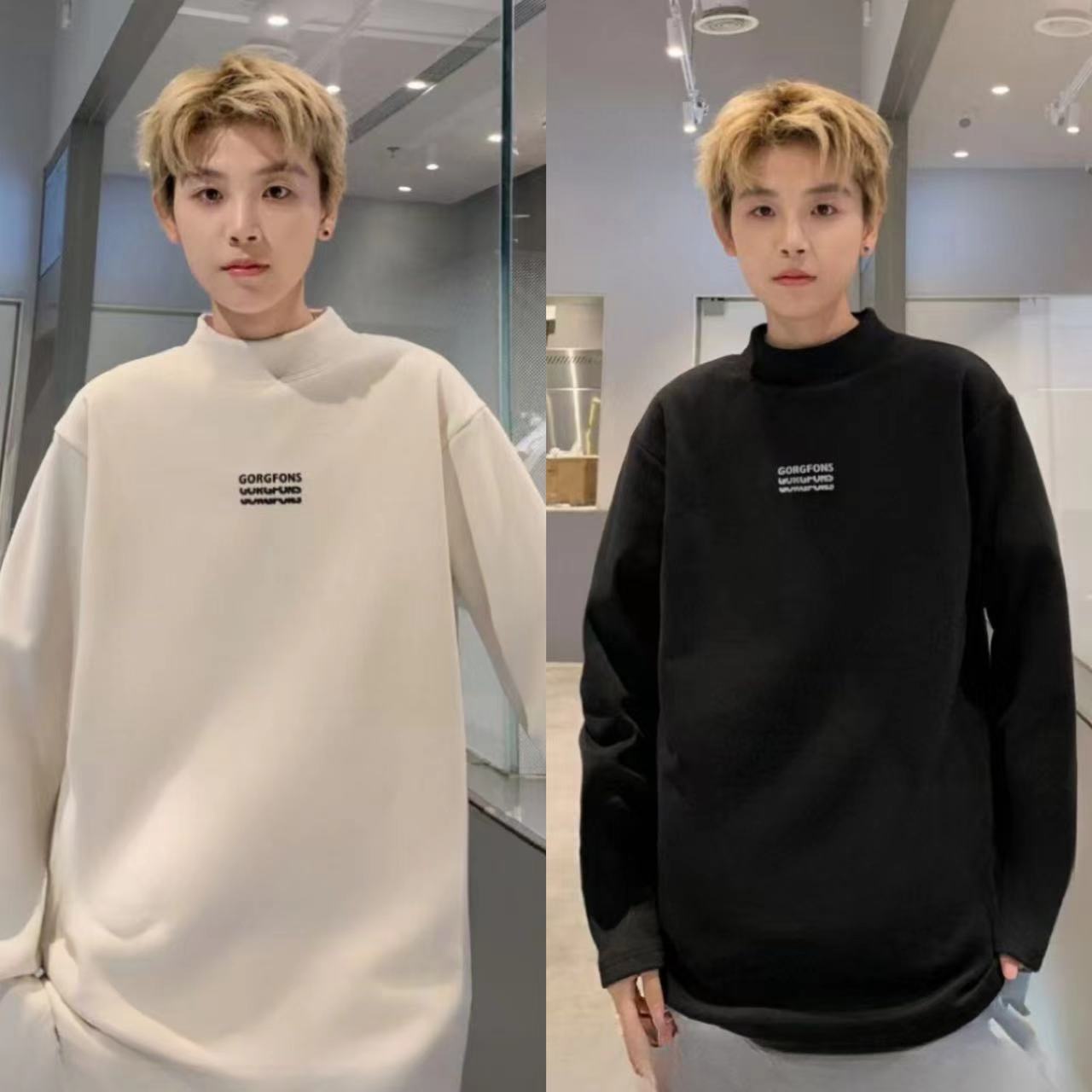 新m【现货】青少年保暖双面德绒高弹力百搭校服神器半高领打底衫