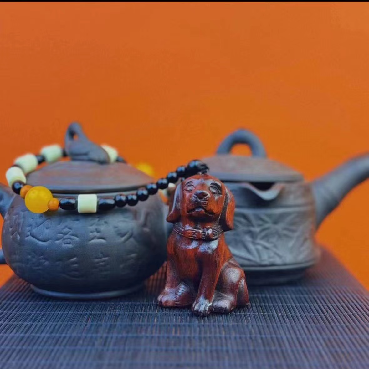 狗 生肖檀木雕刻手把件