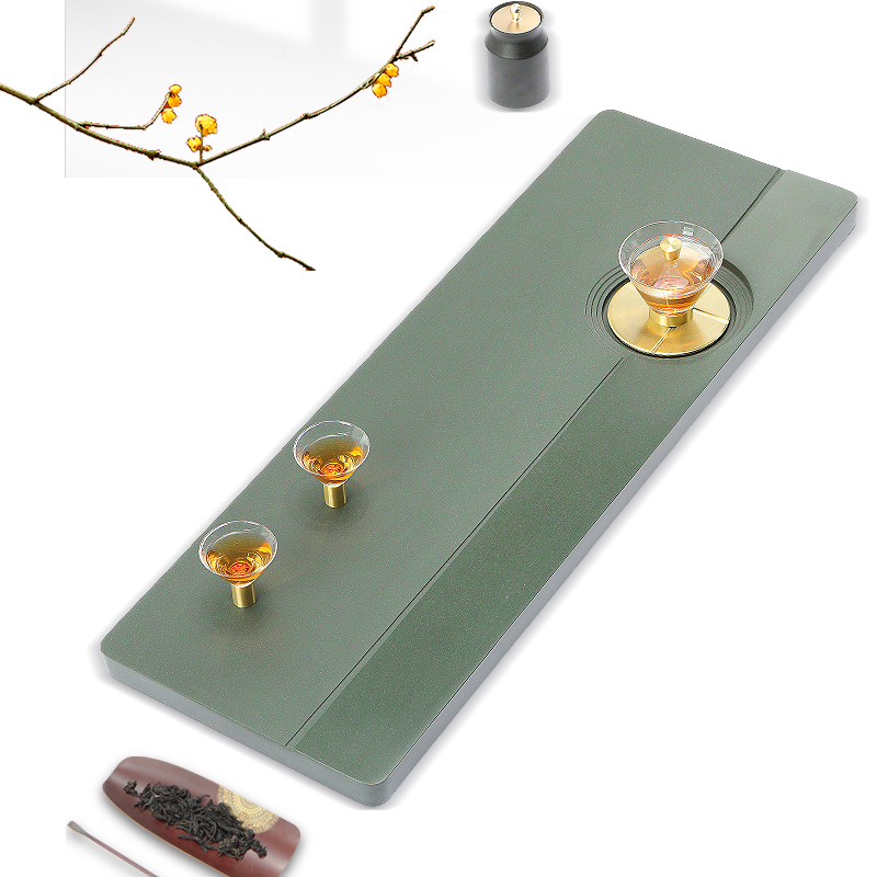 天然乌金石头茶盘整块雕刻大小家用简约客厅茶台现代浮雕山水中式