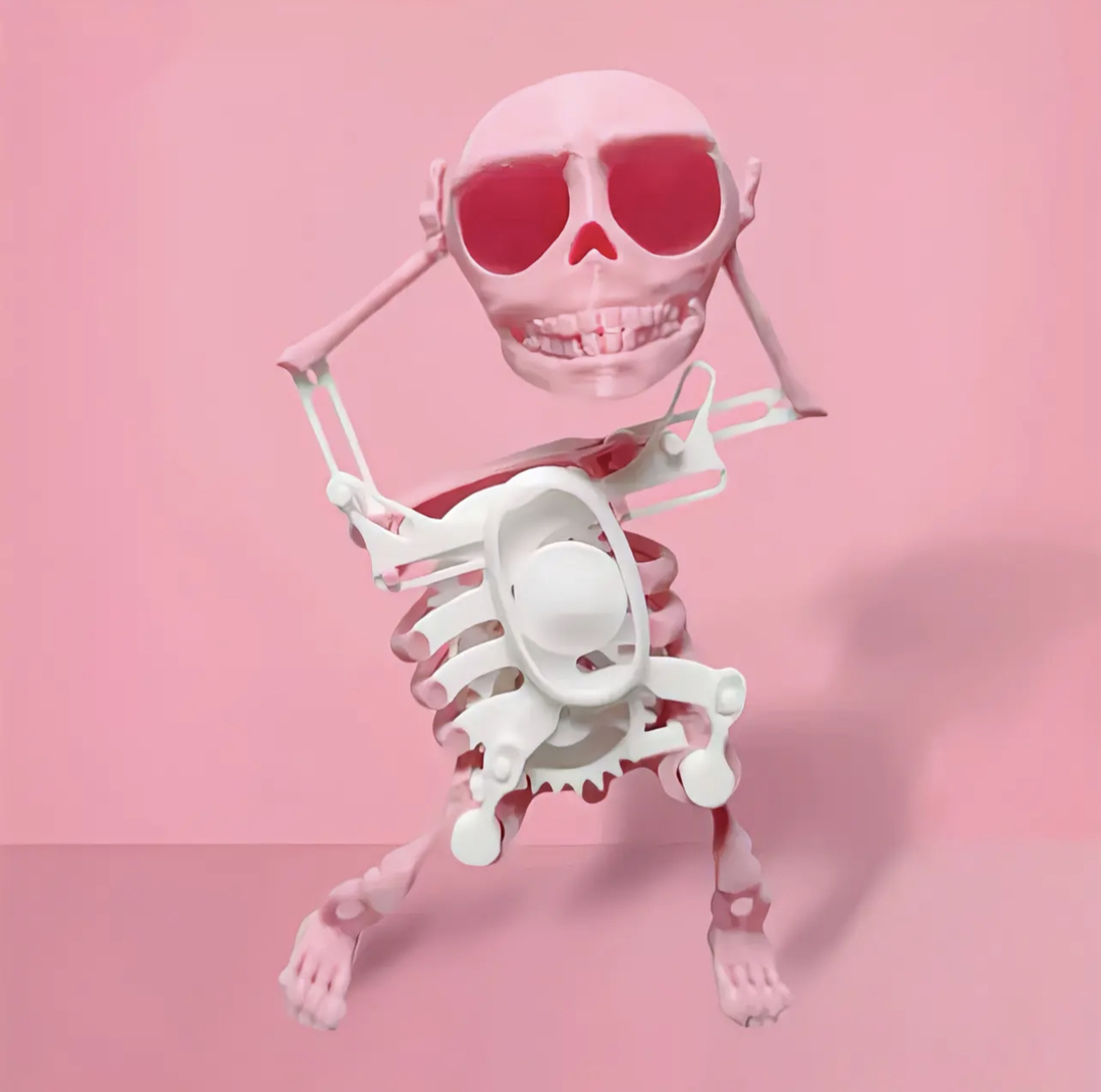 【19.9一只装】3D打印摇摆骷髅头小人手动发条上弦转动摇摆创意玩具