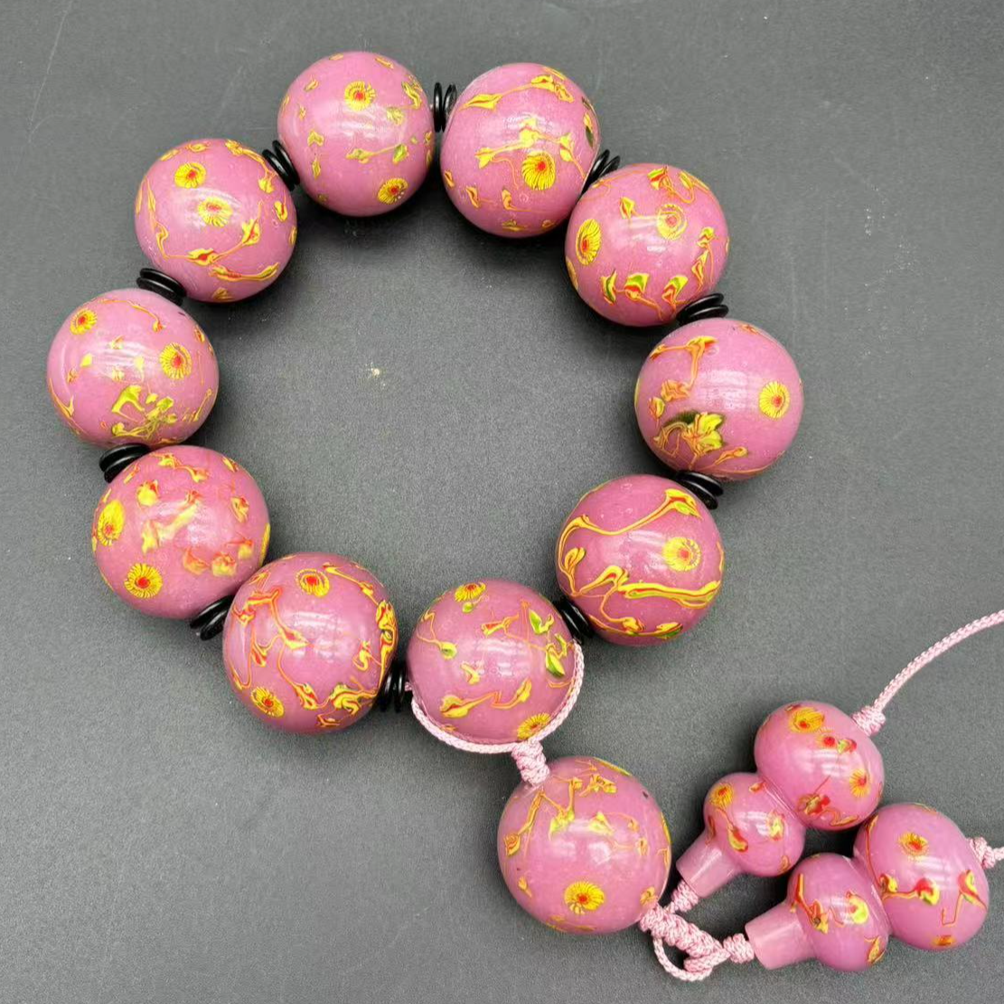 1106001大珠金红凤眼琉璃手捻