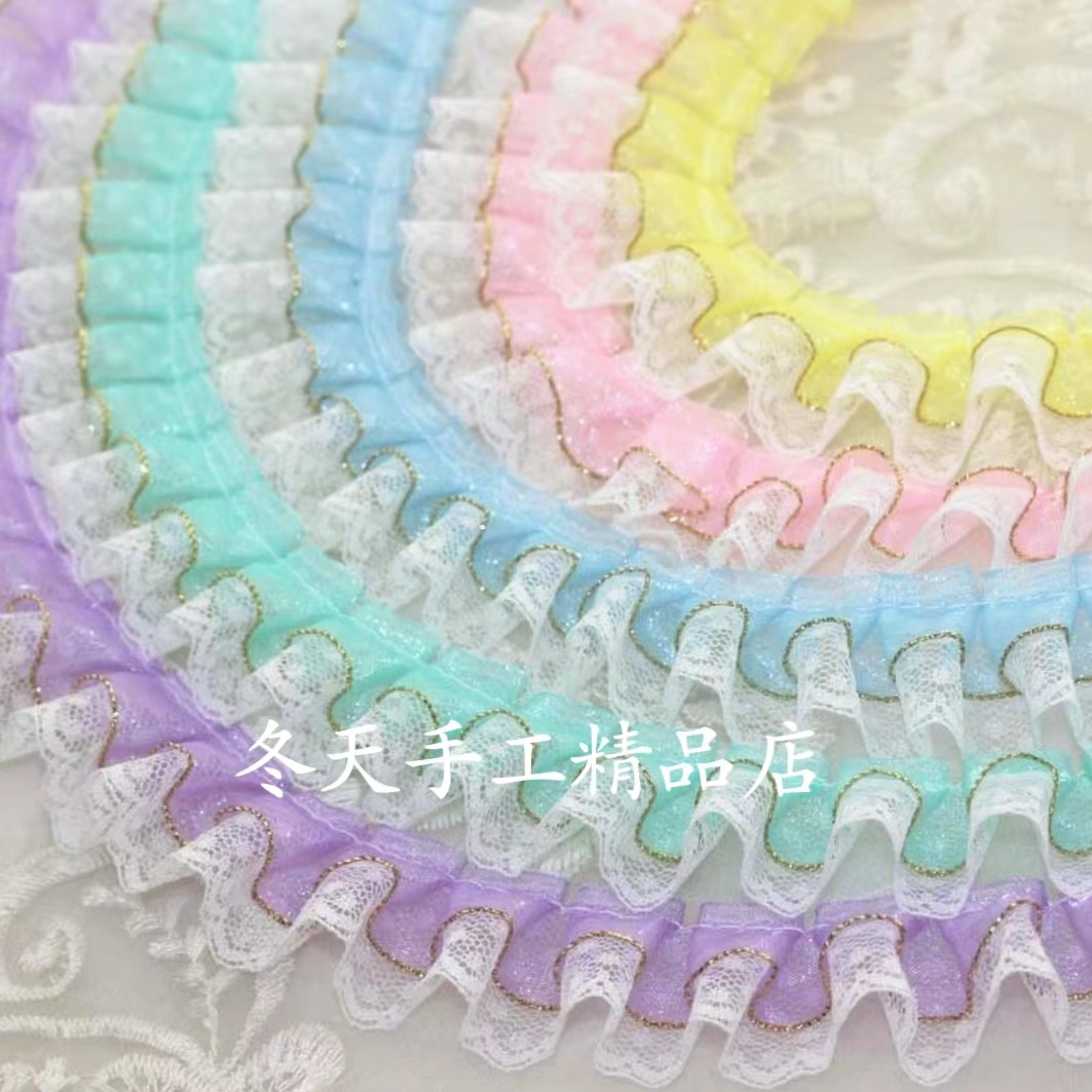 【主播宠粉】现货3.5cm金边雪纱纱波点蕾丝玩具家纺包包工艺饰品