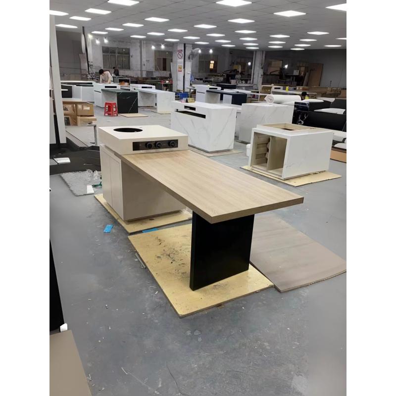 厨房岛台餐桌茶台一体开放式可伸缩西厨轻奢定制多功能简约风