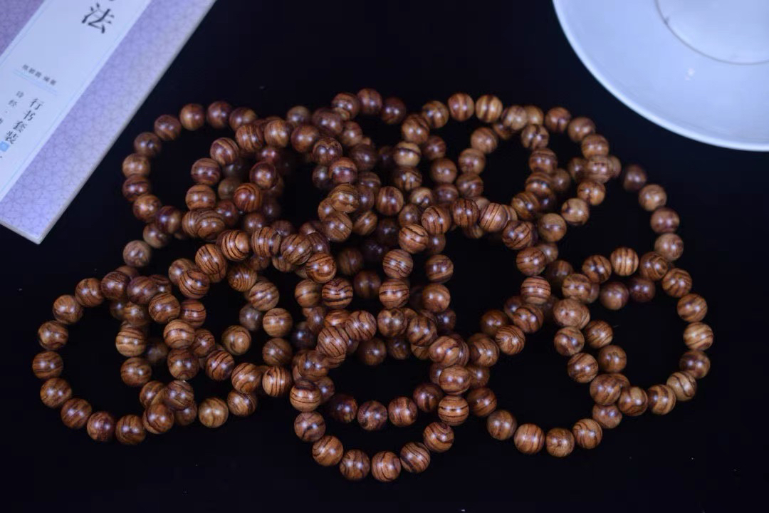 海南黄花梨手串1.5虎皮纹 降香黄檀手串 手链