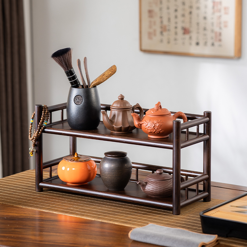 茶杯架子中式小型博古架茶具茶壶茶桌桌面摆件复古置物架展示架
