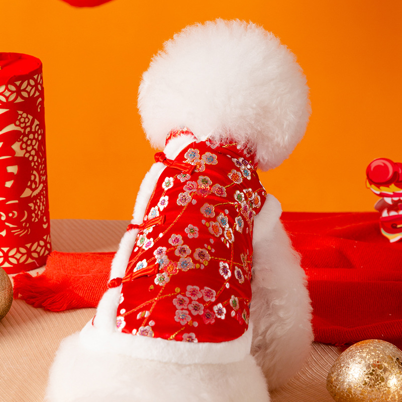 宠物猫咪时尚新年出门烫金马甲喜庆狗狗保暖衣服防掉毛布偶暹罗猫