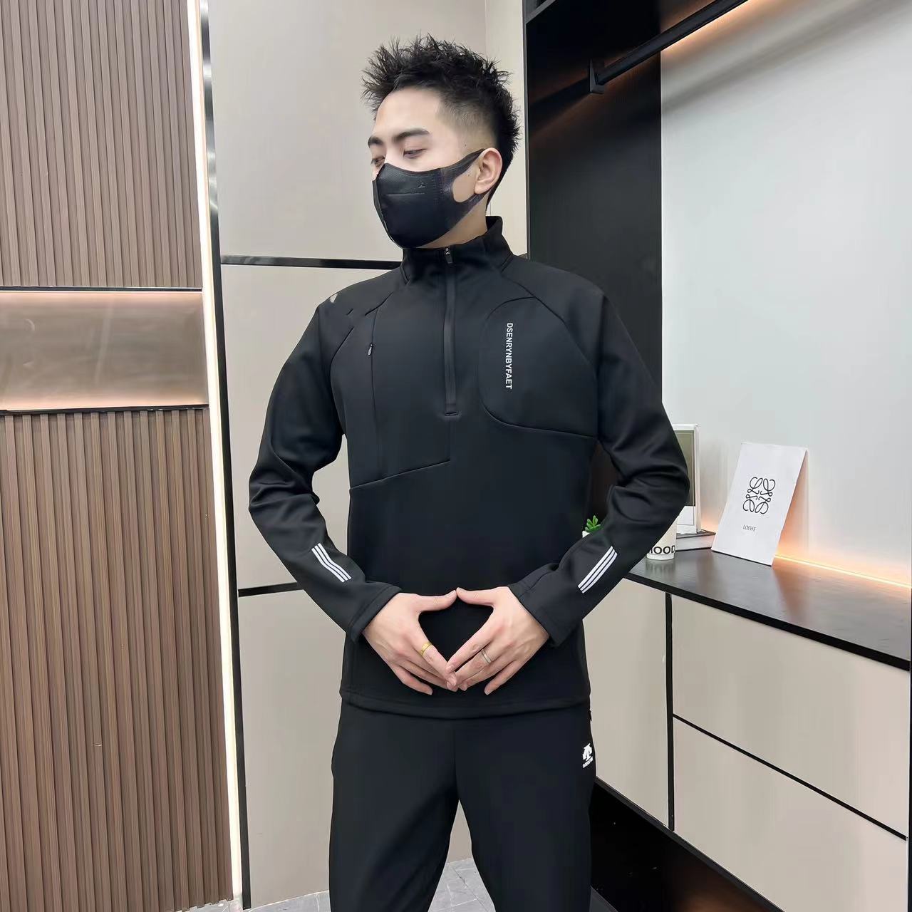 男款百搭加绒修身加厚半拉链时尚户外休闲保暖弹力立领软壳衣《达》