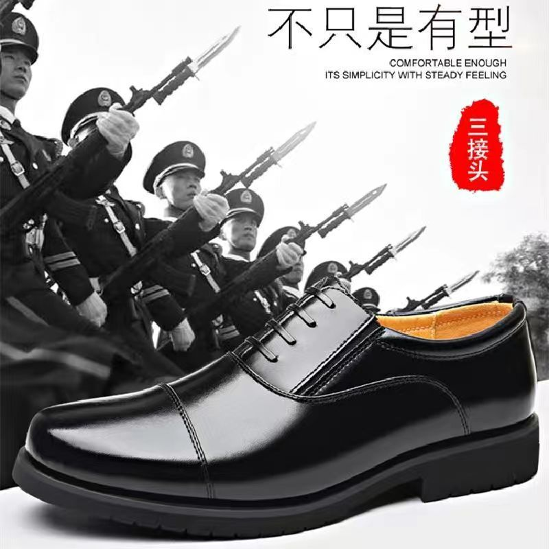 三接头工作皮鞋正装男三尖头真皮休闲鞋黑色男士婚礼校尉礼服皮鞋