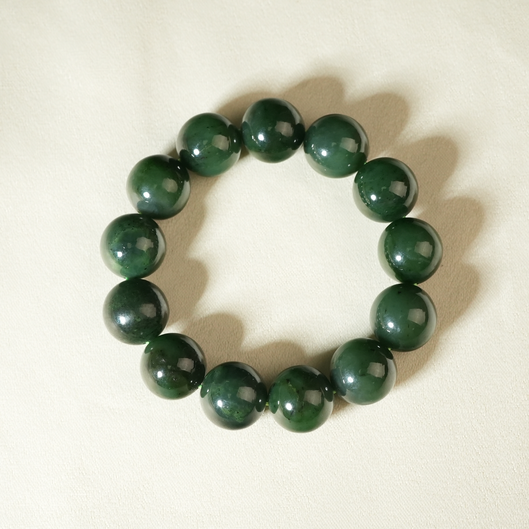 民国和田碧玉圆珠手串【华豫之门】AHPH2412121030多样性发货