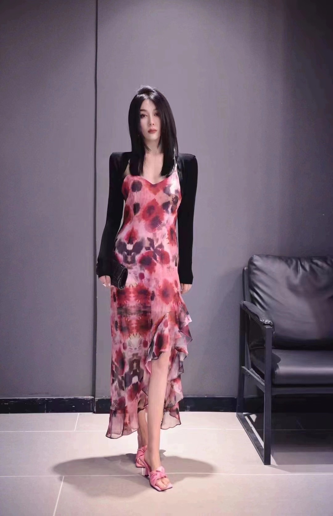 【大促秒杀款】GABBY 玫红色扎染吊带裙QCG109