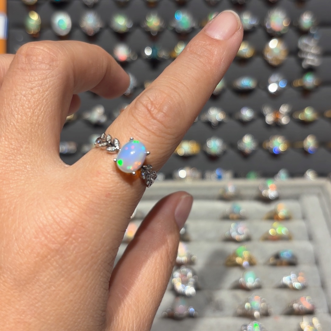 欧泊戒指银S925镶嵌欧波戒指