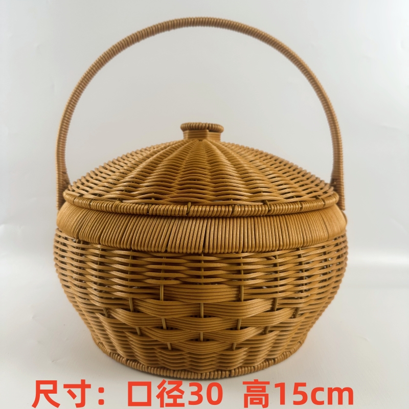 XK02仿藤编织手提篮买菜篮 鸡蛋筐 馒头筐 购物篮 户外野餐篮带盖