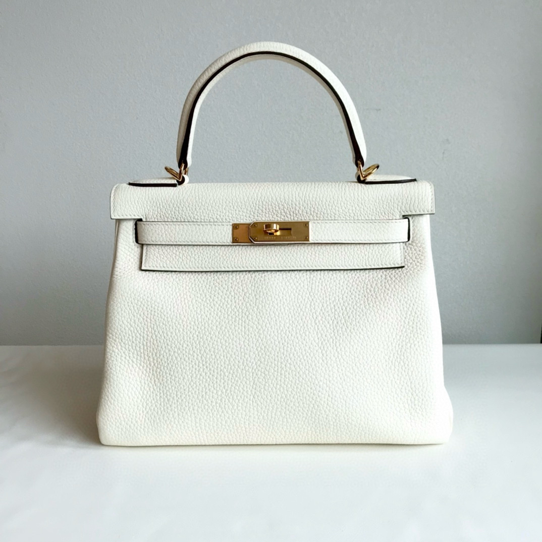 全新未使用 Hermes/爱马仕 kelly 28 U togo 奶油白0715a1 