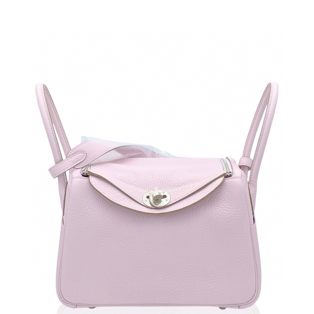 全新未使用 Hermes/爱马仕 lindy 26 U tc皮梦幻紫 奶昔白0927a1