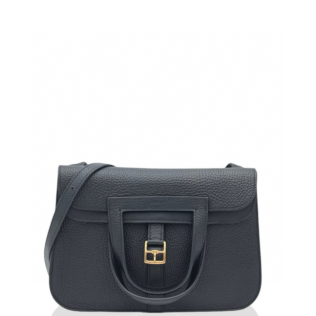 99新 Hermes/爱马仕 halzan 25 Z tc皮 黑色0927b8 单肩