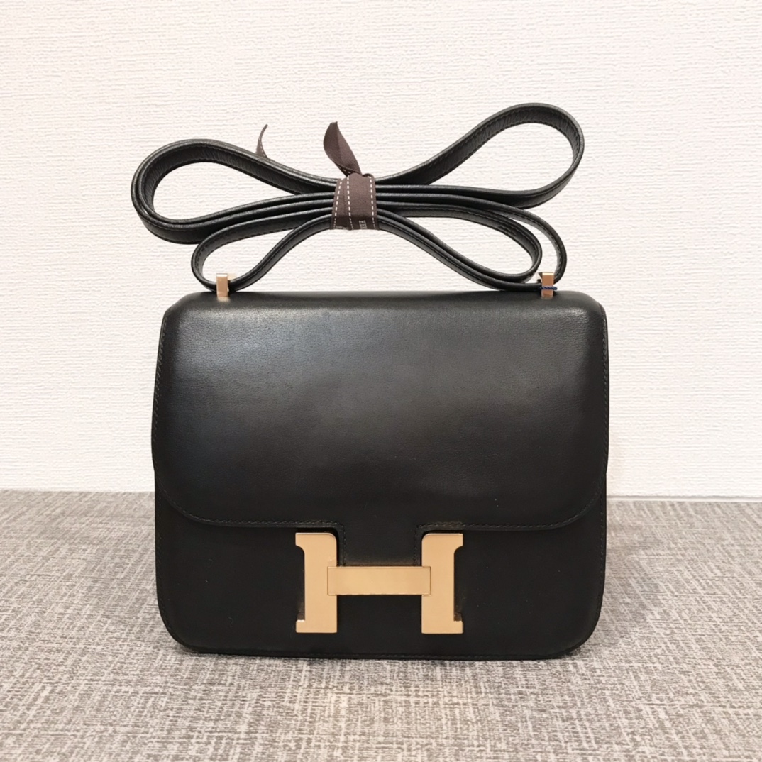 99新 Hermes/爱马仕 康康19 黑金 s皮 x刻 0409a3