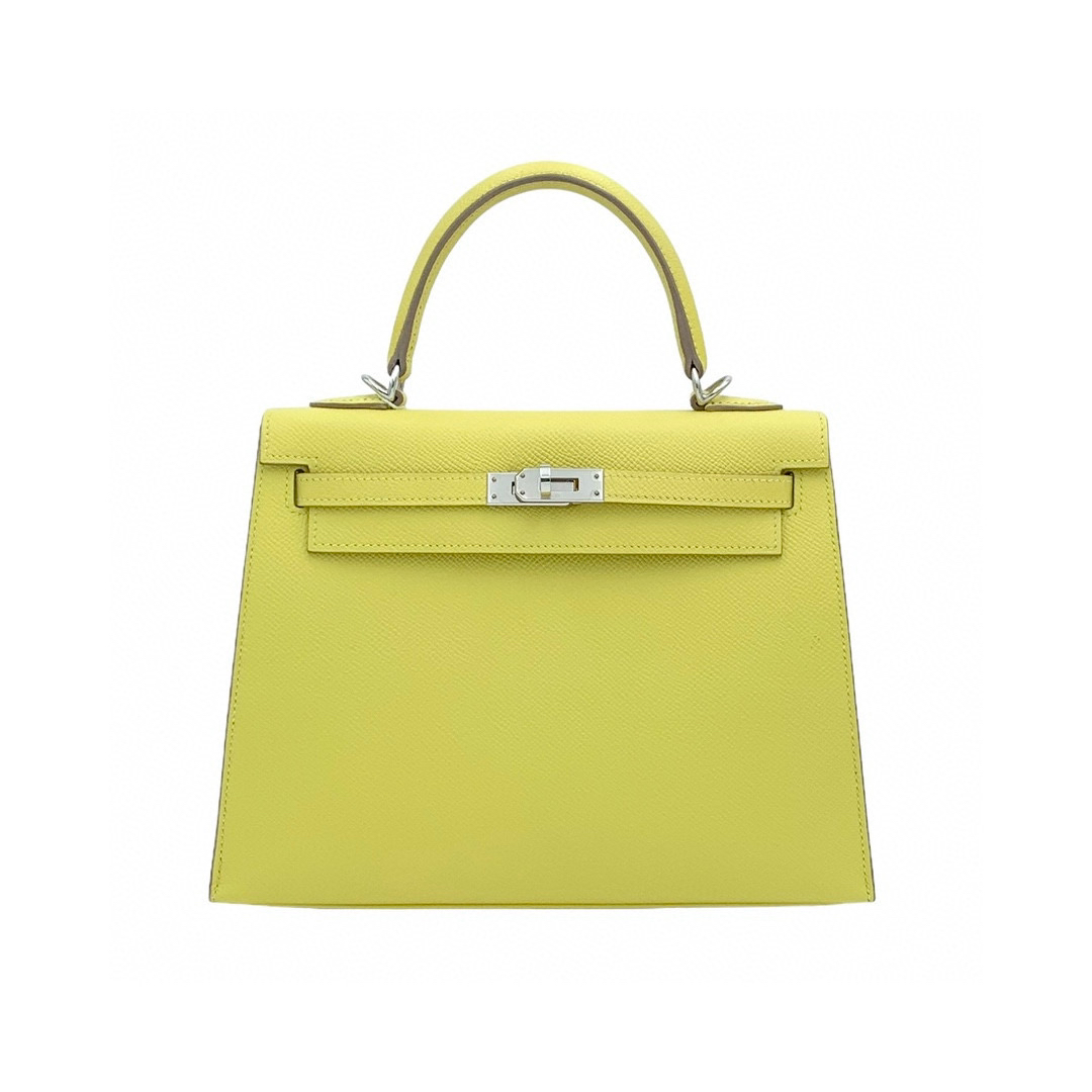 全新未使用 Hermes/爱马仕 kelly 25 U e皮  柠檬黄r28hr 