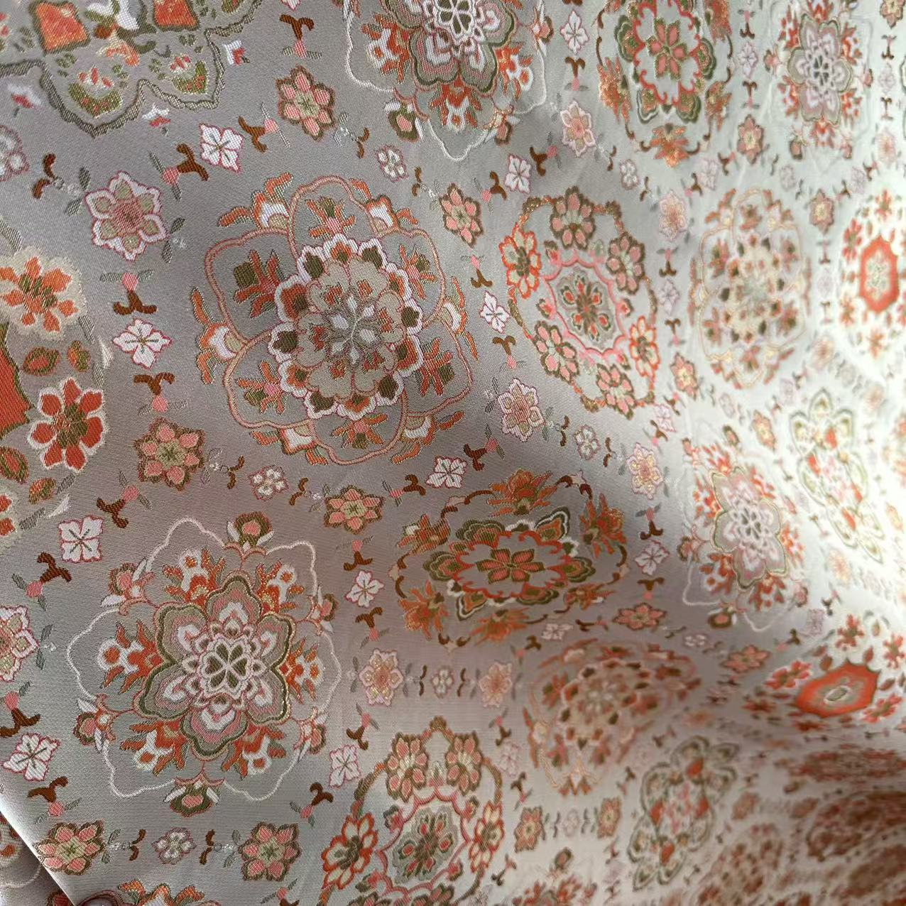 【白金宝相花】宋锦桑蚕丝定制面料【不支持7天无理由】