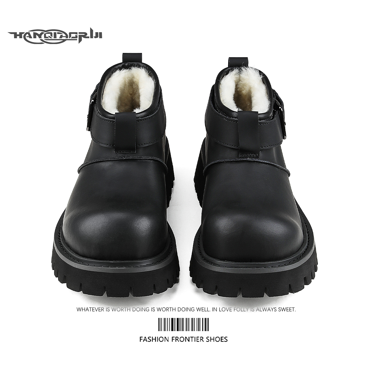 韩桥日记[黑血系列]情侣雪地靴户外冬季保暖棉鞋子男女厚底鞋潮鞋