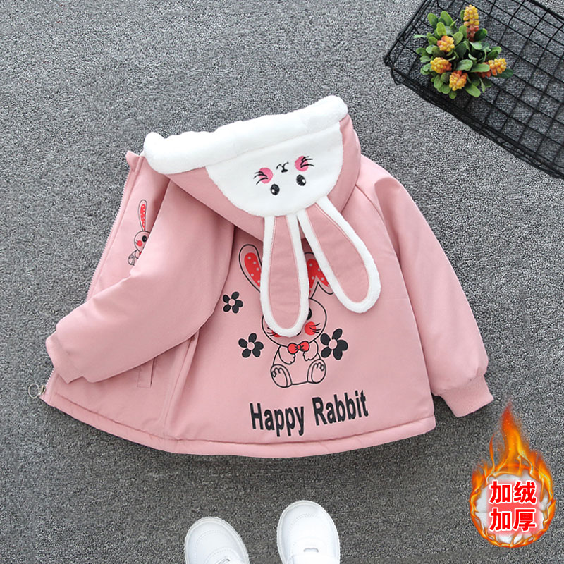 女童棉服冬季新款洋派加绒加厚外套儿童派克服男童宝宝秋冬装B5