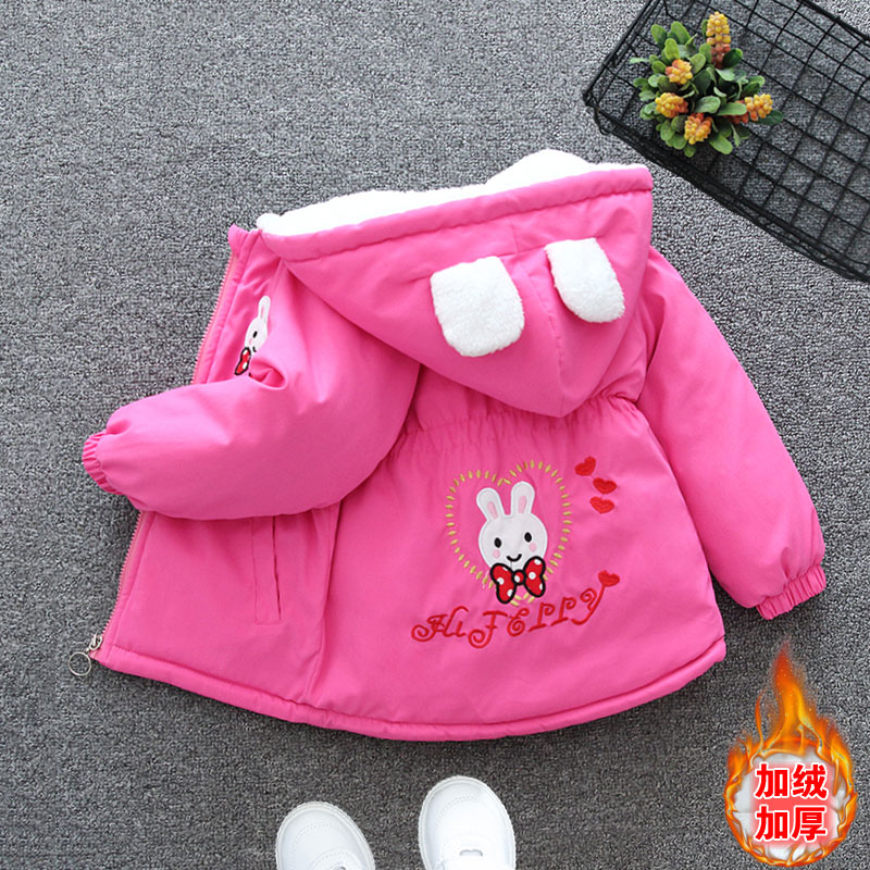 女童棉衣秋冬款外套新款儿童加绒加厚长款棉服女宝宝保暖派克服B5