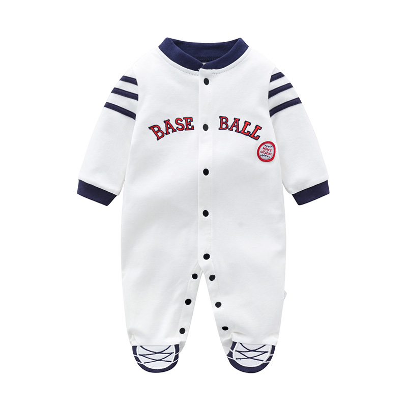 棒球服男宝宝连体衣婴儿春秋纯棉长袖婴童哈衣春季春装爬服C8