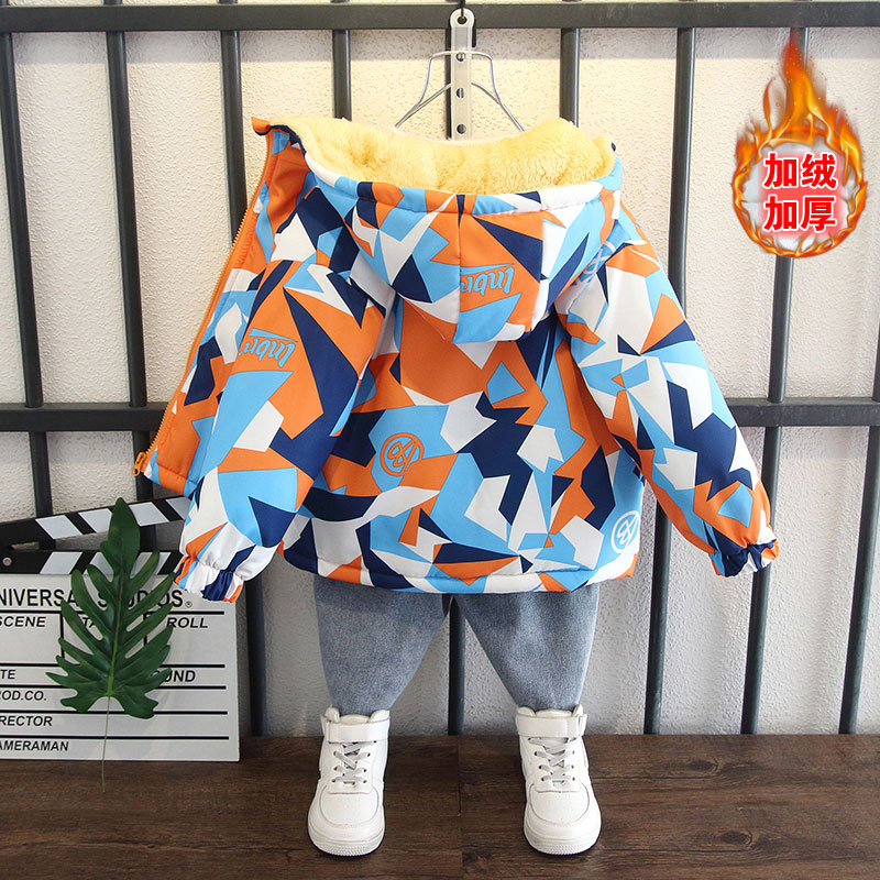 男童棉服冬装新款宝宝棉袄洋气潮外套加绒派克服儿童加厚B5