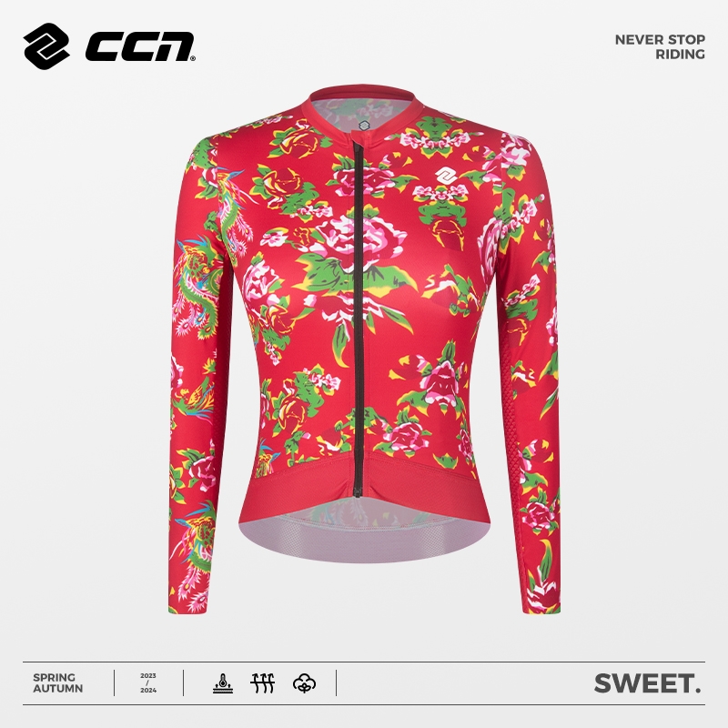 2024CCN东北大花骑行服女新款山地自行车长袖春夏季公路车上衣