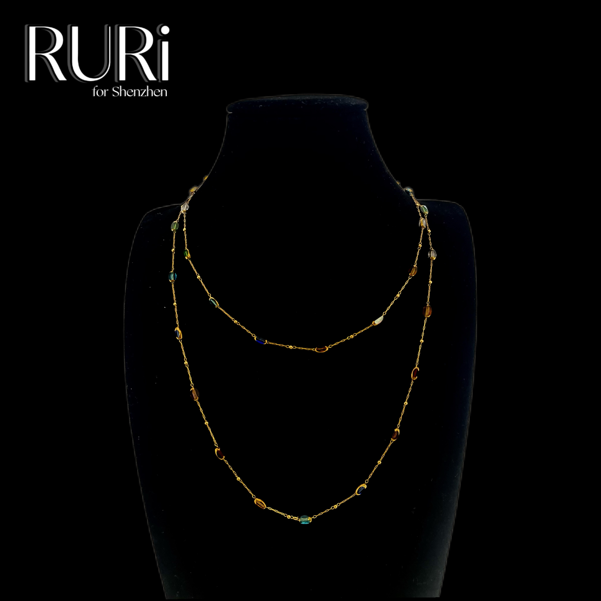 铜合金铅玻璃项链 西班牙设计师款满天星项链 长款