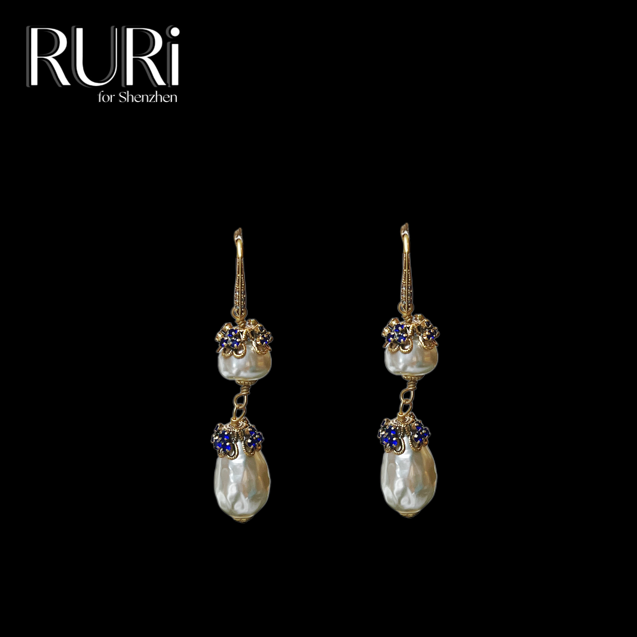 合金仿珍珠耳饰 【J 系列】欧式复古时尚满镶巴洛克个性扫肩耳饰 A2