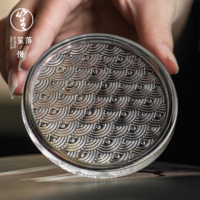 落笙玻璃杯垫高级隔热小茶杯垫子防滑防烫杯托日式功夫茶道具配件