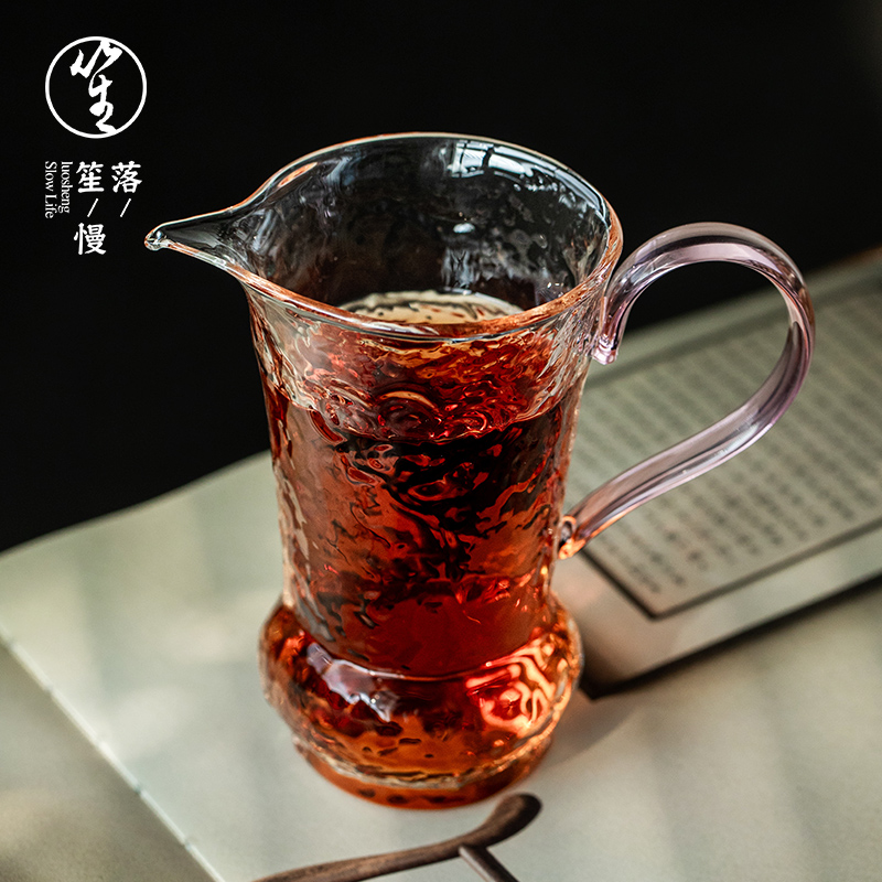 落笙公道杯玻璃新款高档加厚带侧把茶海分茶器大容量专用泡茶具器