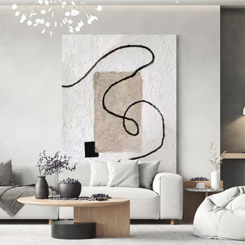 【亦寻】纯手绘油画简约北欧客厅背景墙抽象画立体肌理装饰画玄关画