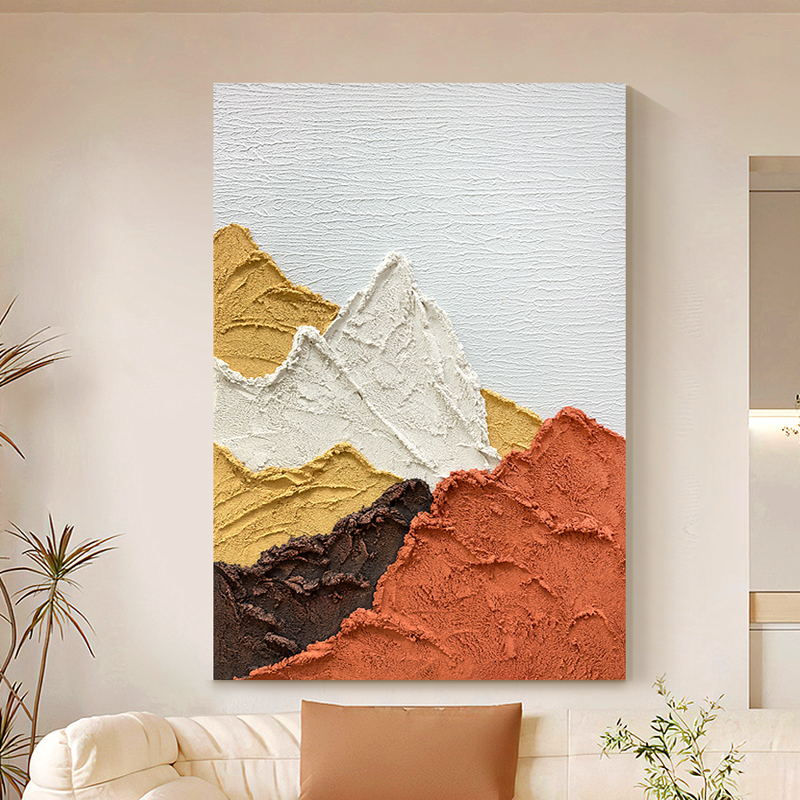 【山而】手绘油画橙色抽象画靠山画立体肌理画客厅油画书房玄关挂画