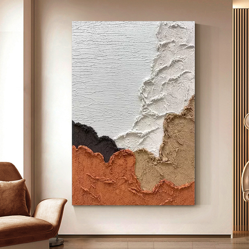 纯手绘油画【橙云】简约现代客厅橙色装饰画厚肌理立体画抽象画挂画