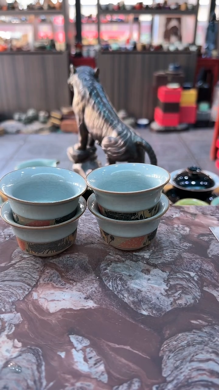 【闪购商品】哥瓷品茗杯4个。。。。瓷
