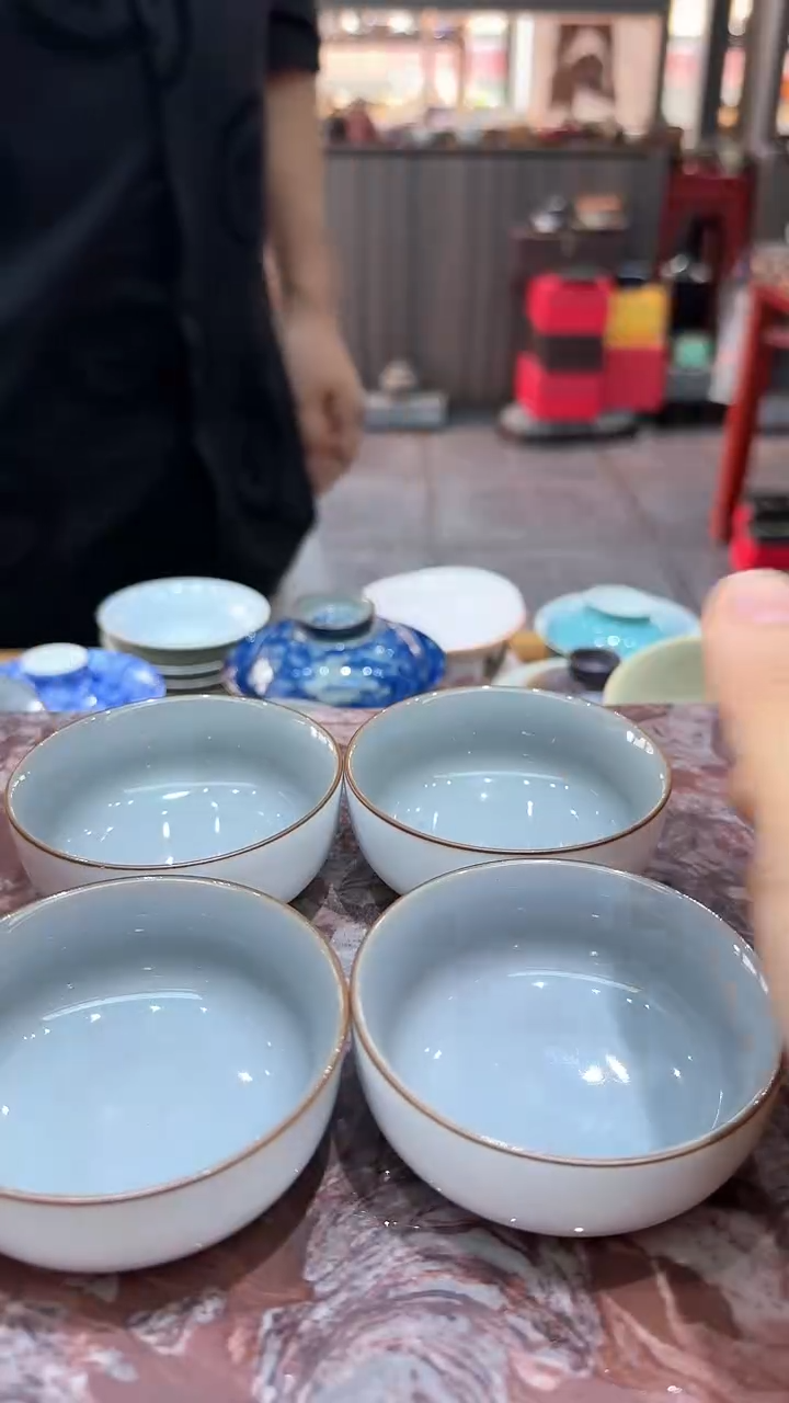 【闪购商品】官灰釉品茗杯4个，，瓷
