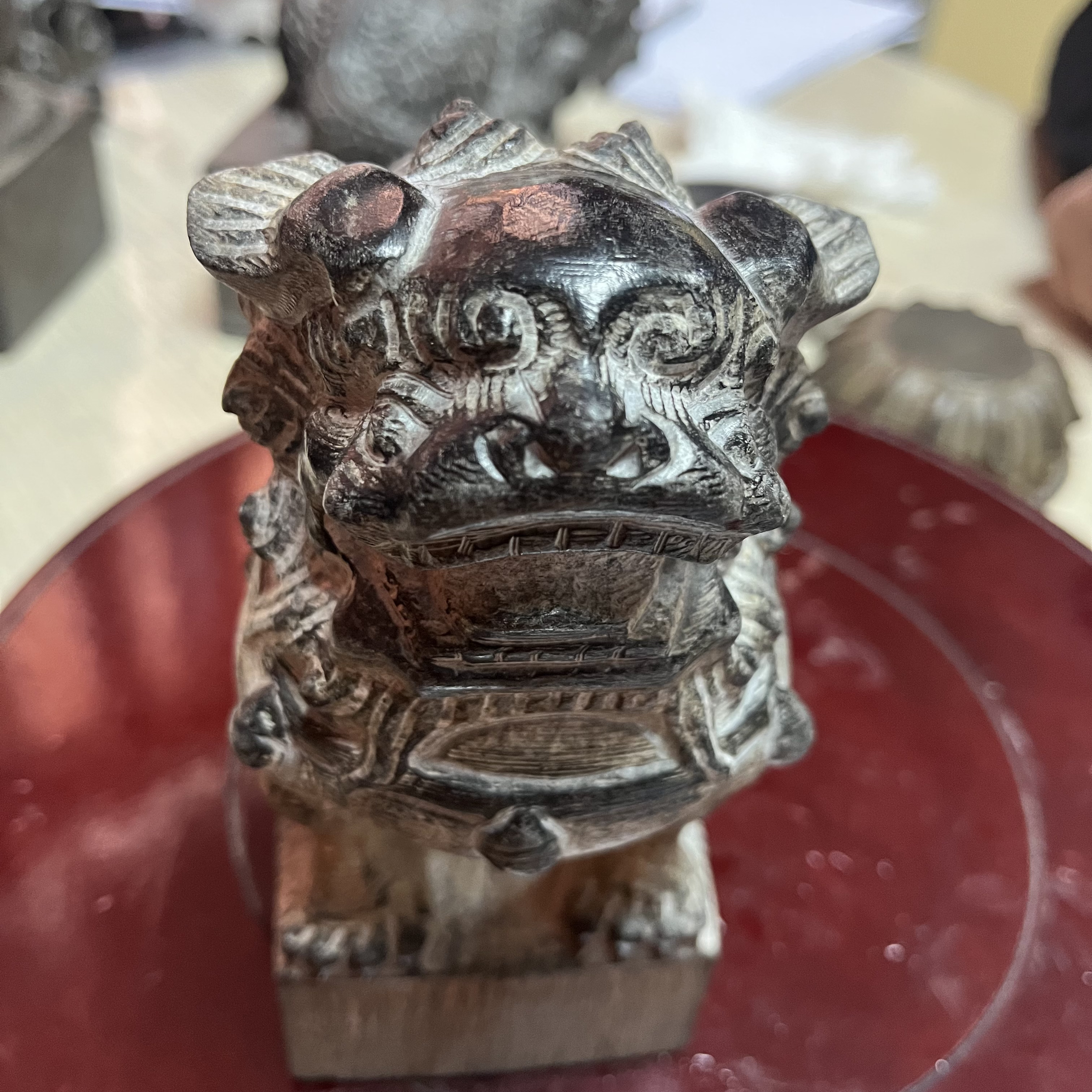 天然青石正脸小石狮石头石雕