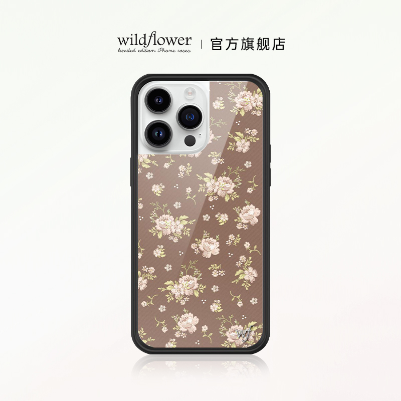 Wildflower棕色花朵手机壳适用苹果iPhone15/14/13/Pro/Max保护套