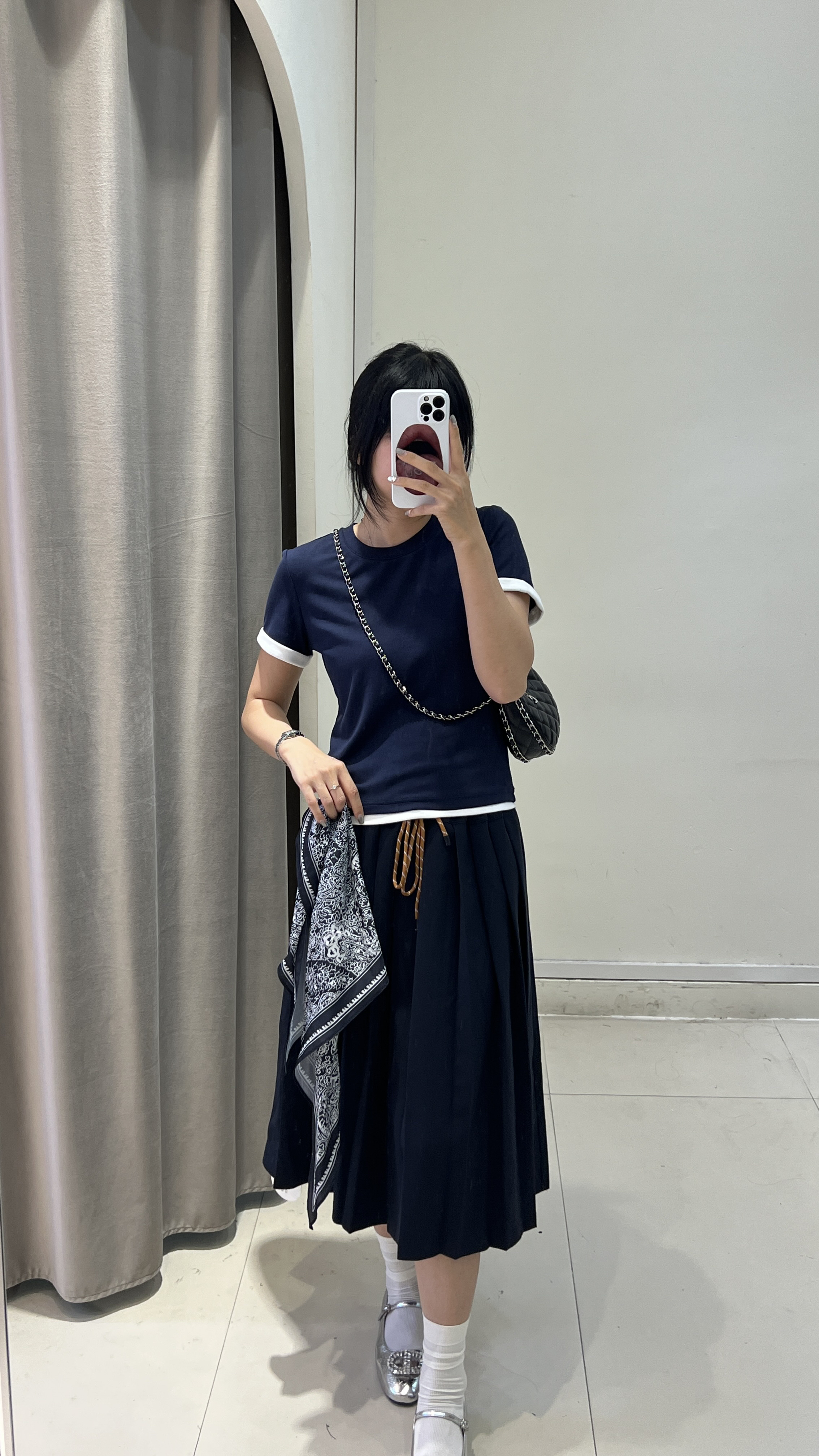 拼接极简柔软T恤/77 6639