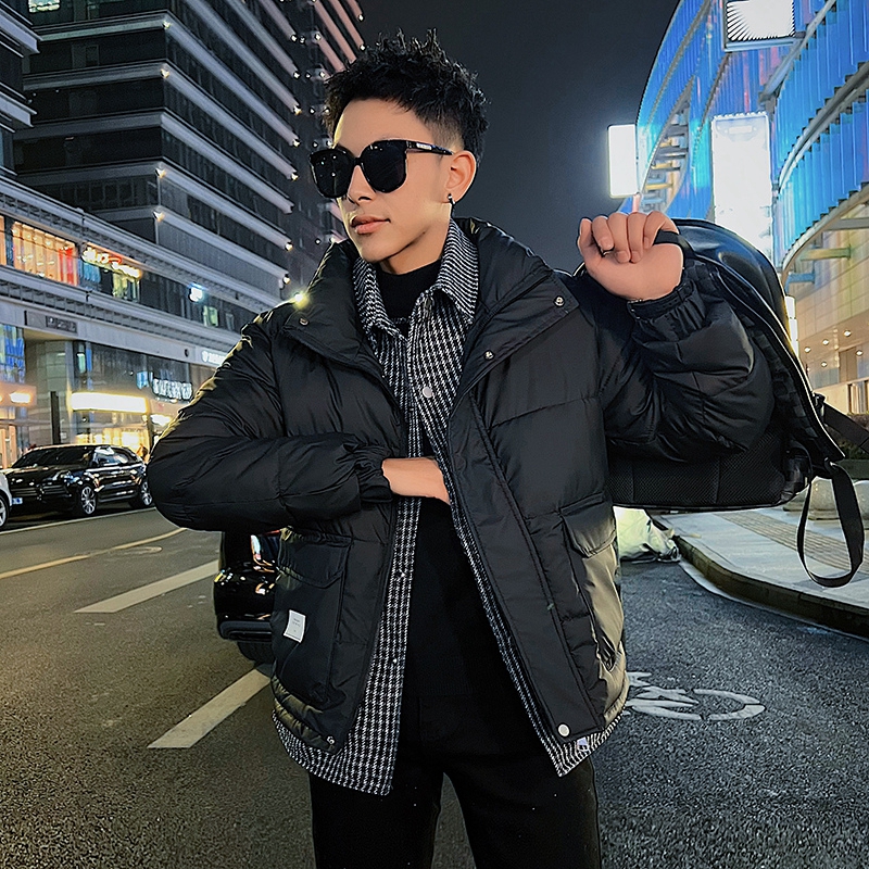 拼接假两件棉衣男士冬季款高级感痞帅棉服冬装加厚保暖棉袄子外套