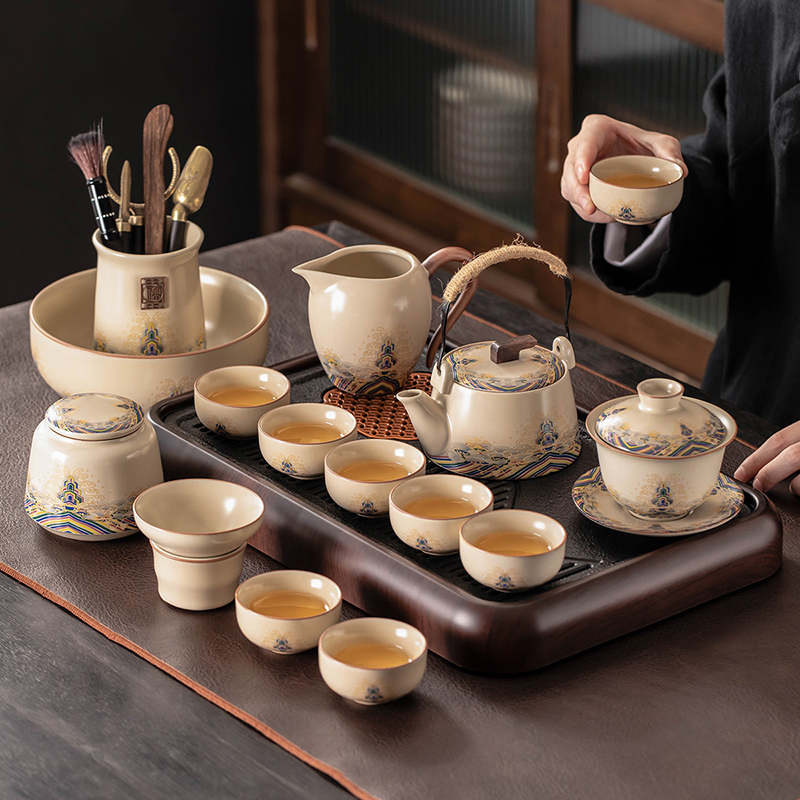 汝窑功夫茶具套装喝茶中式家用泡茶器陶瓷盖碗茶壶茶杯子茶盘礼盒商品图