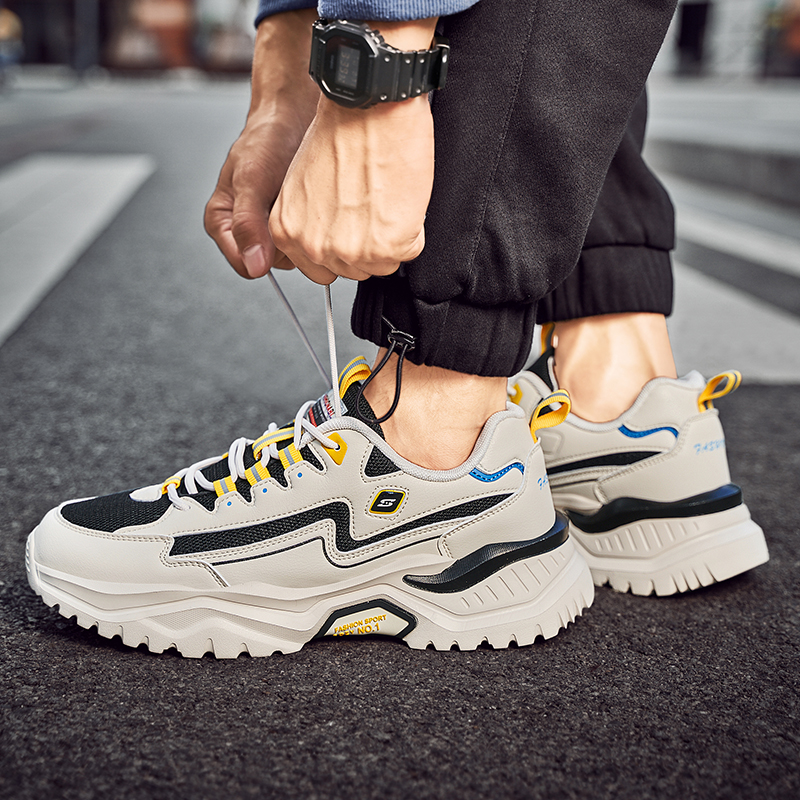 特大码男鞋秋季新款运动男鞋47加肥48加宽轻便老爹鞋潮厚底学生鞋