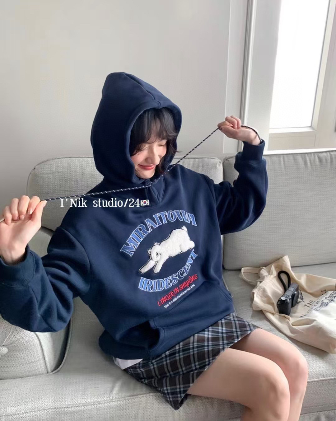 加绒小熊卫衣帽衫