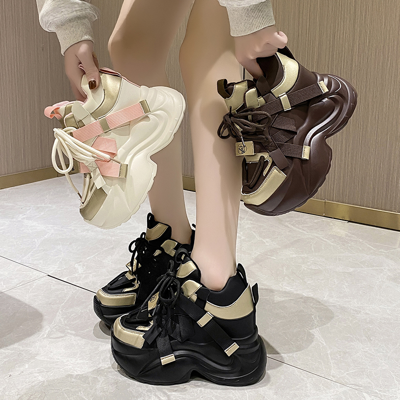 【小扬哥优选】欧货10cm内增高老爹鞋女2023秋冬新款加绒厚底炸街