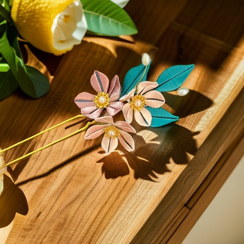 纯手工缠花发饰古风发夹简约清新头饰百搭国风日常复古