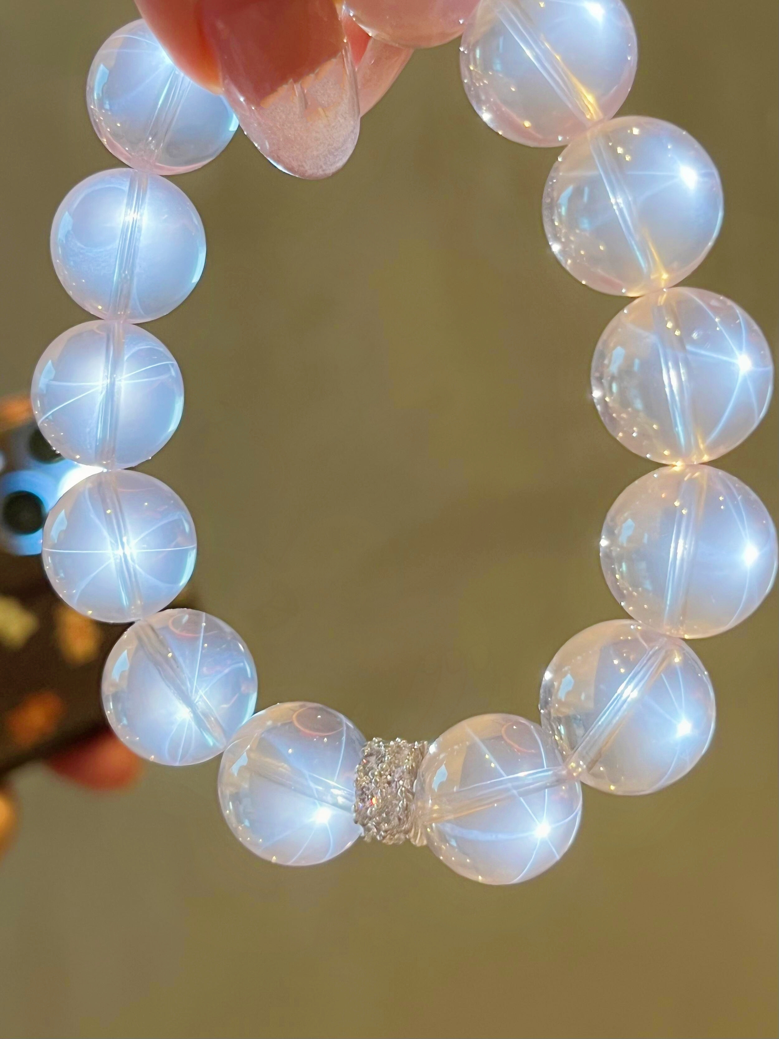 11mm天然六芒星粉晶手链原创单圈女款超仙少女轻奢百搭