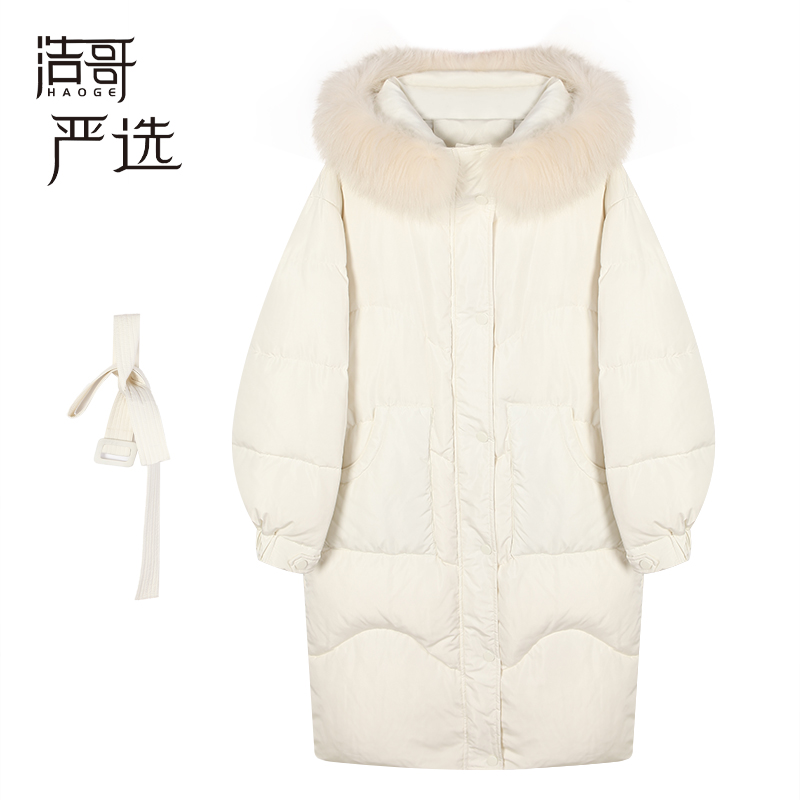 【千寻严选】中长款羽绒服女Q3YRF2023A连帽加厚保暖大毛领时尚百搭