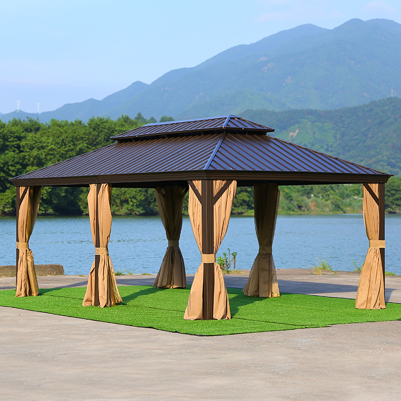 户外休闲凉亭遮阳棚铝合金罗马蓬雨棚花园别墅庭院烧烤帐篷镀锌顶