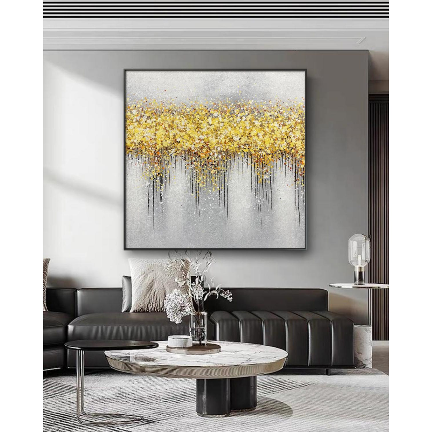 电表箱简约现代遮挡画客厅壁画发财树轻奢餐厅装饰画